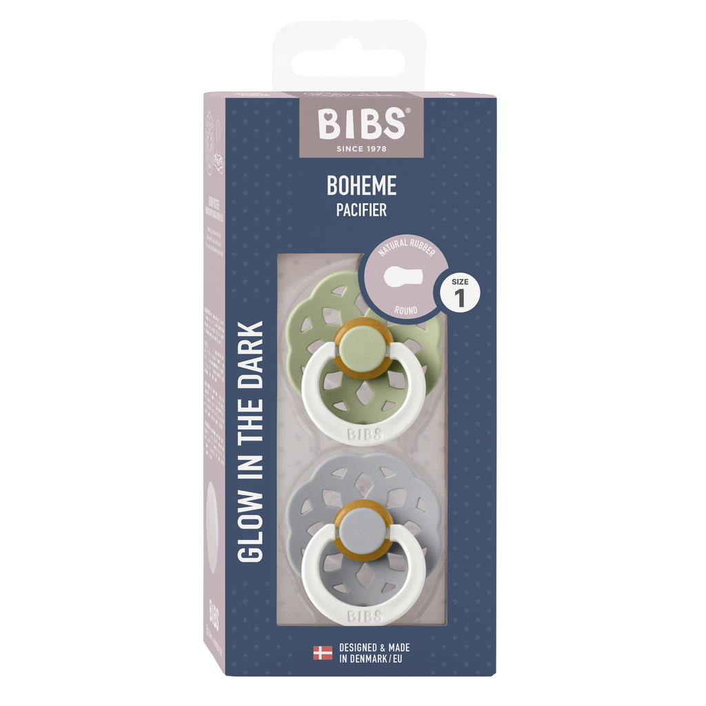 Boheme GLOW Pacifier 2 Pack - Sage/Cloud