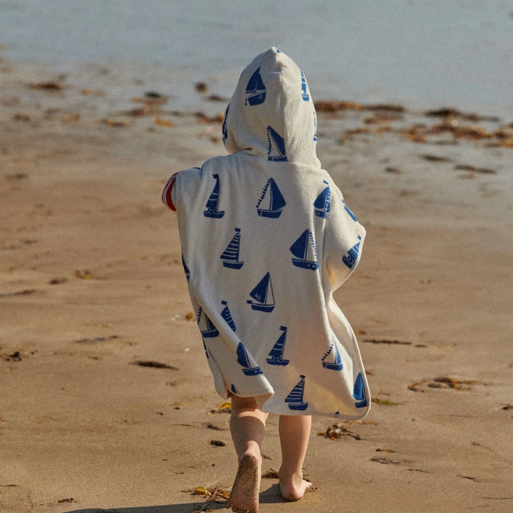 Nature Baby Org Cotton Poncho Towel - Regatta Print Terry