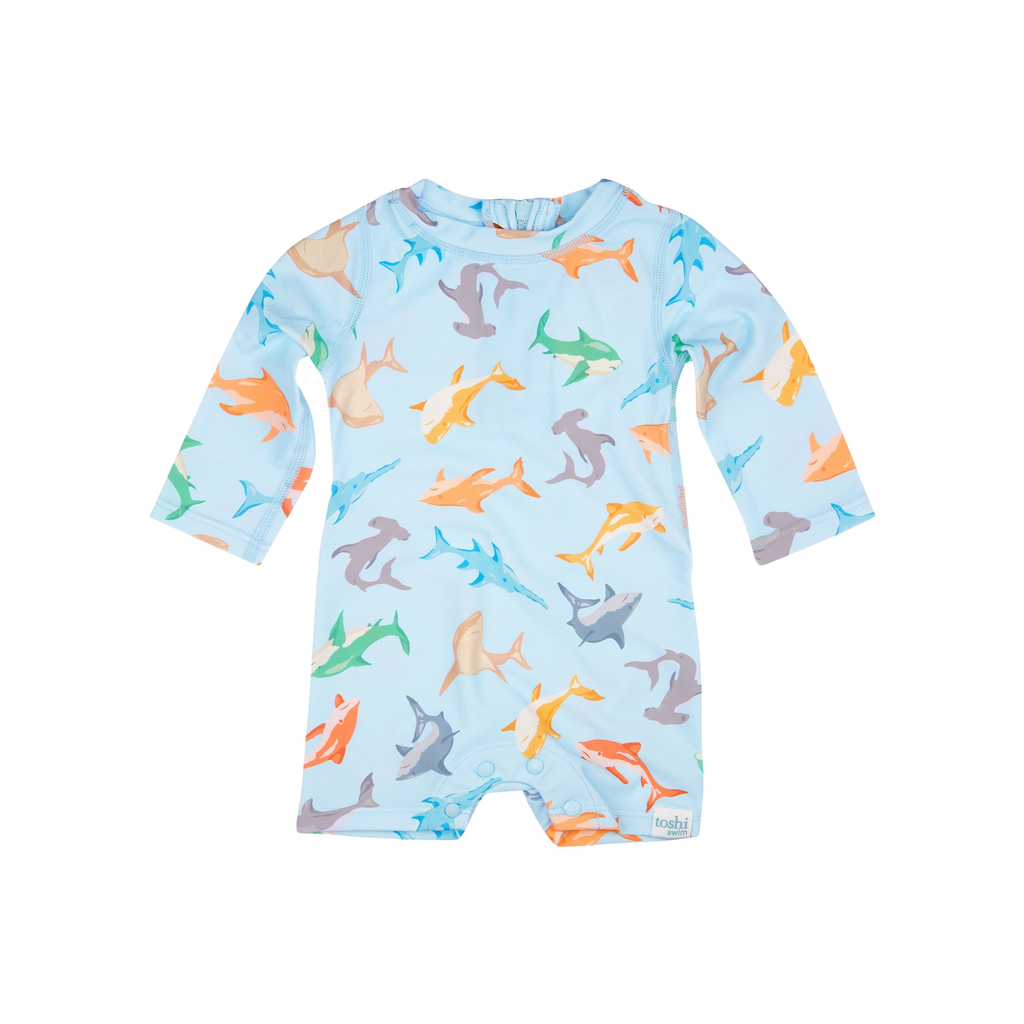Swim Long Sleeve Onesie - Sharky