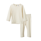 Long Sleeve Pointelle Pyjamas - Natural