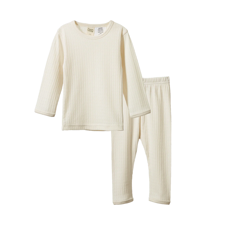 Nature Baby Long Sleeve Pointelle Pyjamas - Natural