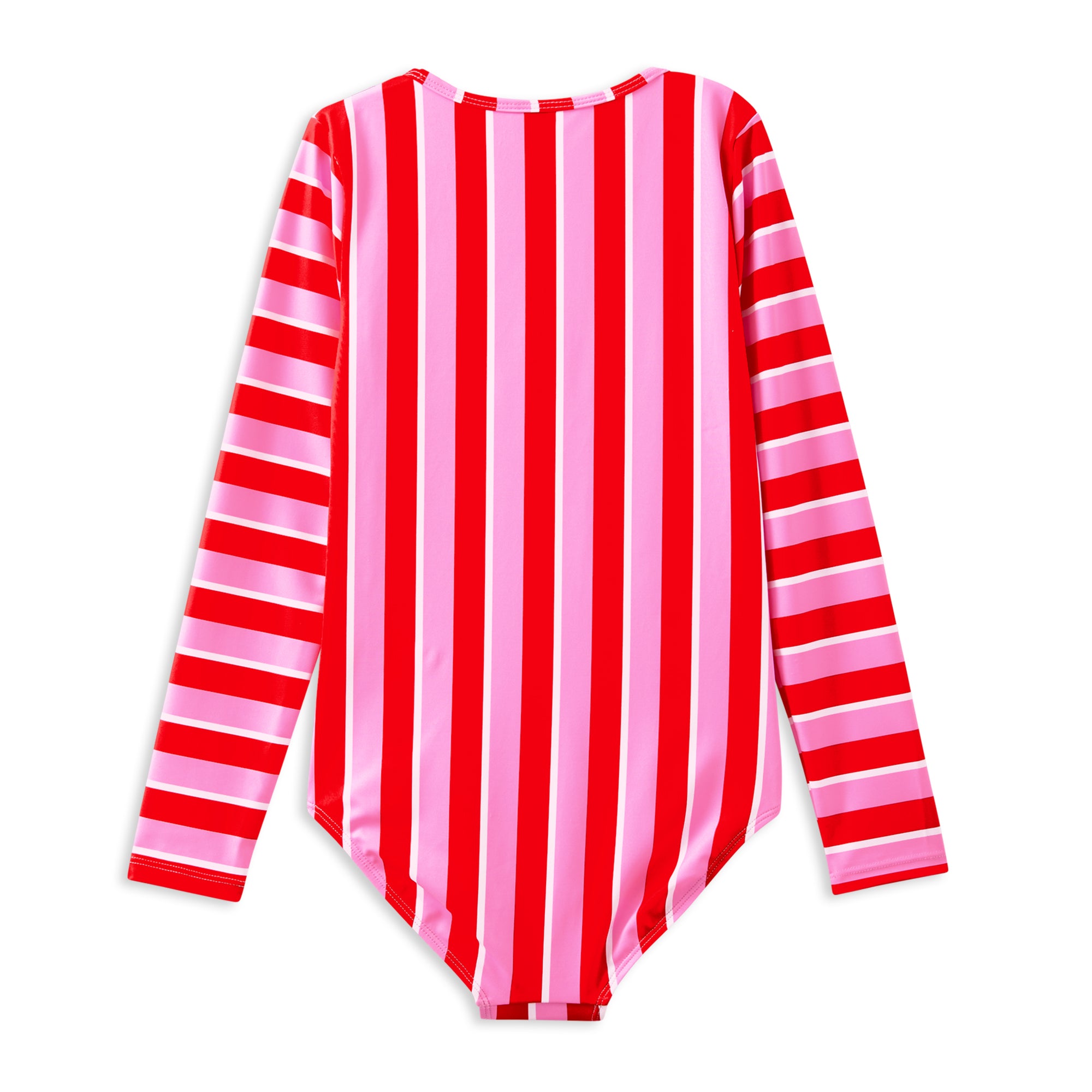 Milky Candy Stripe Long Sleeve Swimsuit