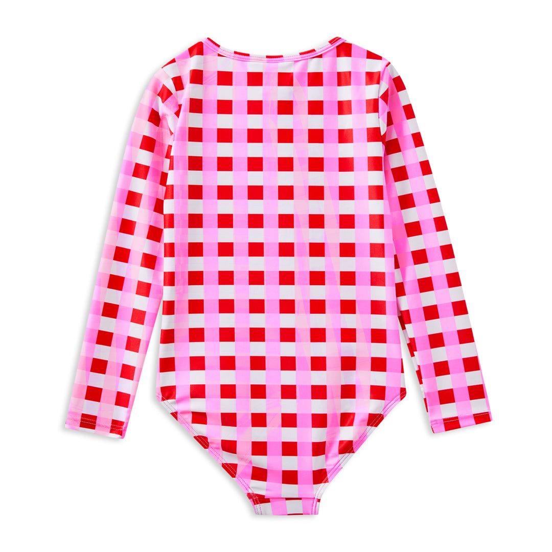 Milky Lollipop Check Long Sleeve Swimsuit
