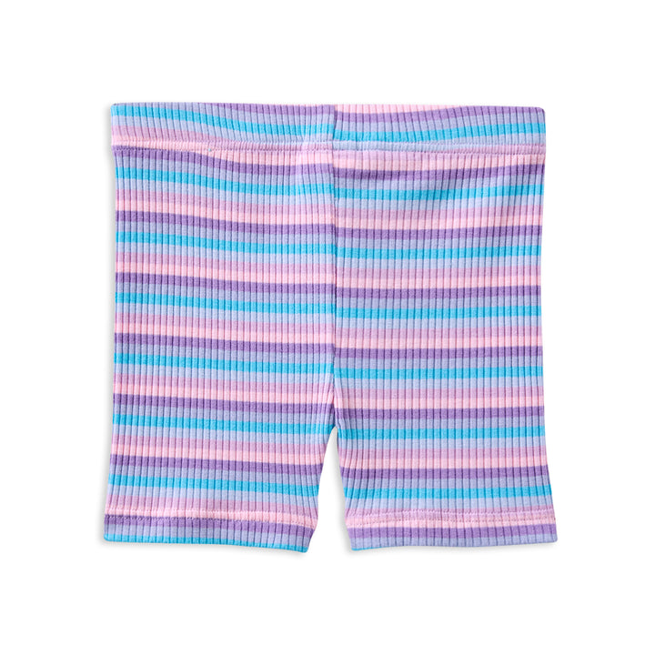 Milky Lilac Stripe Rib Bike Short