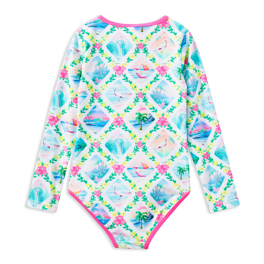 Milky Aloha Long Sleeve Swimsuit
