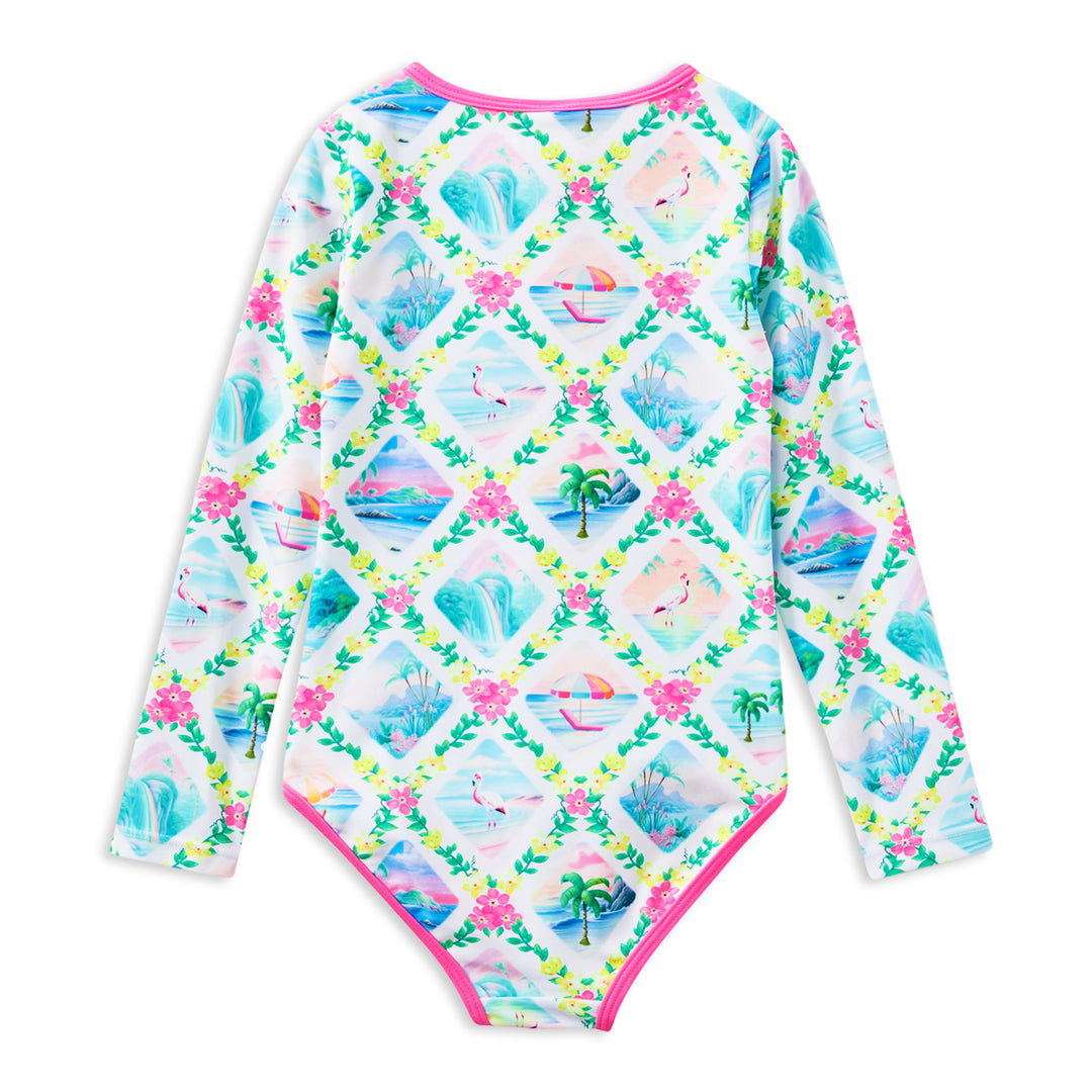 Milky Aloha Long Sleeve Swimsuit