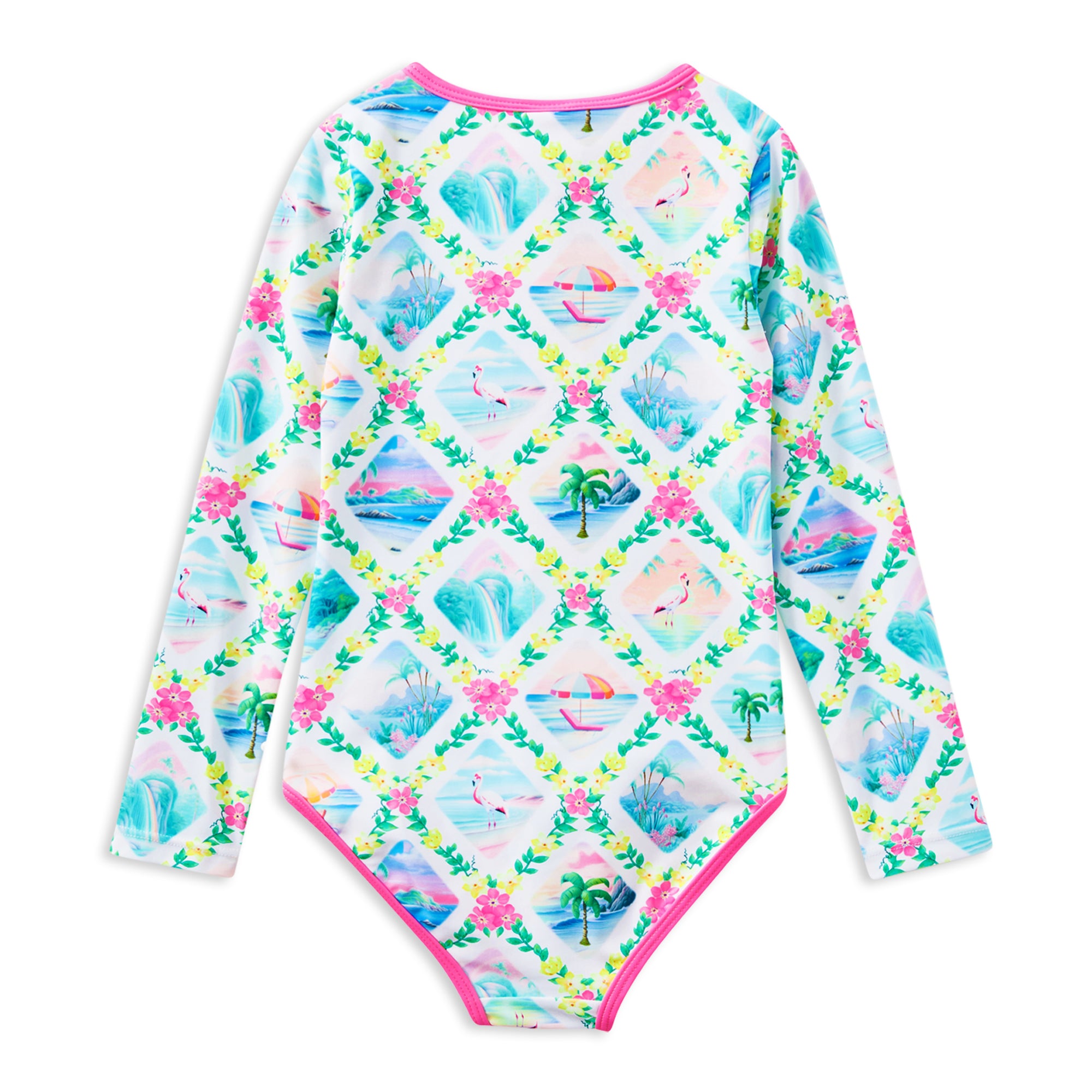 Milky Aloha Long Sleeve Swimsuit