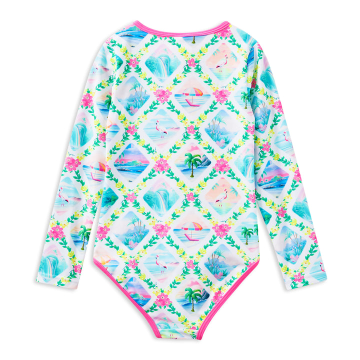Milky Aloha Long Sleeve Swimsuit