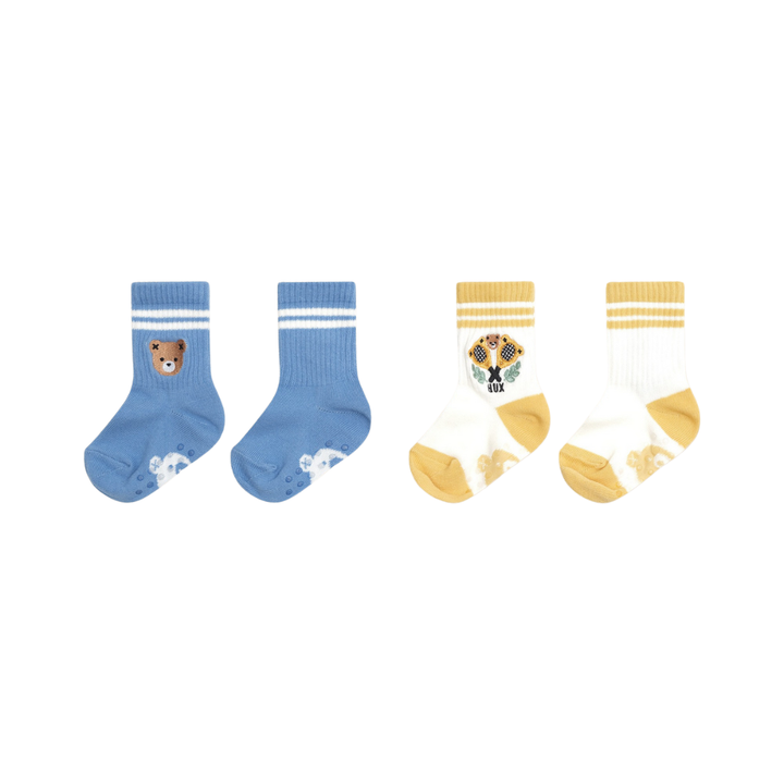 Huxbaby Hux Tennis 2 pack Socks - Bright Blue/Golden