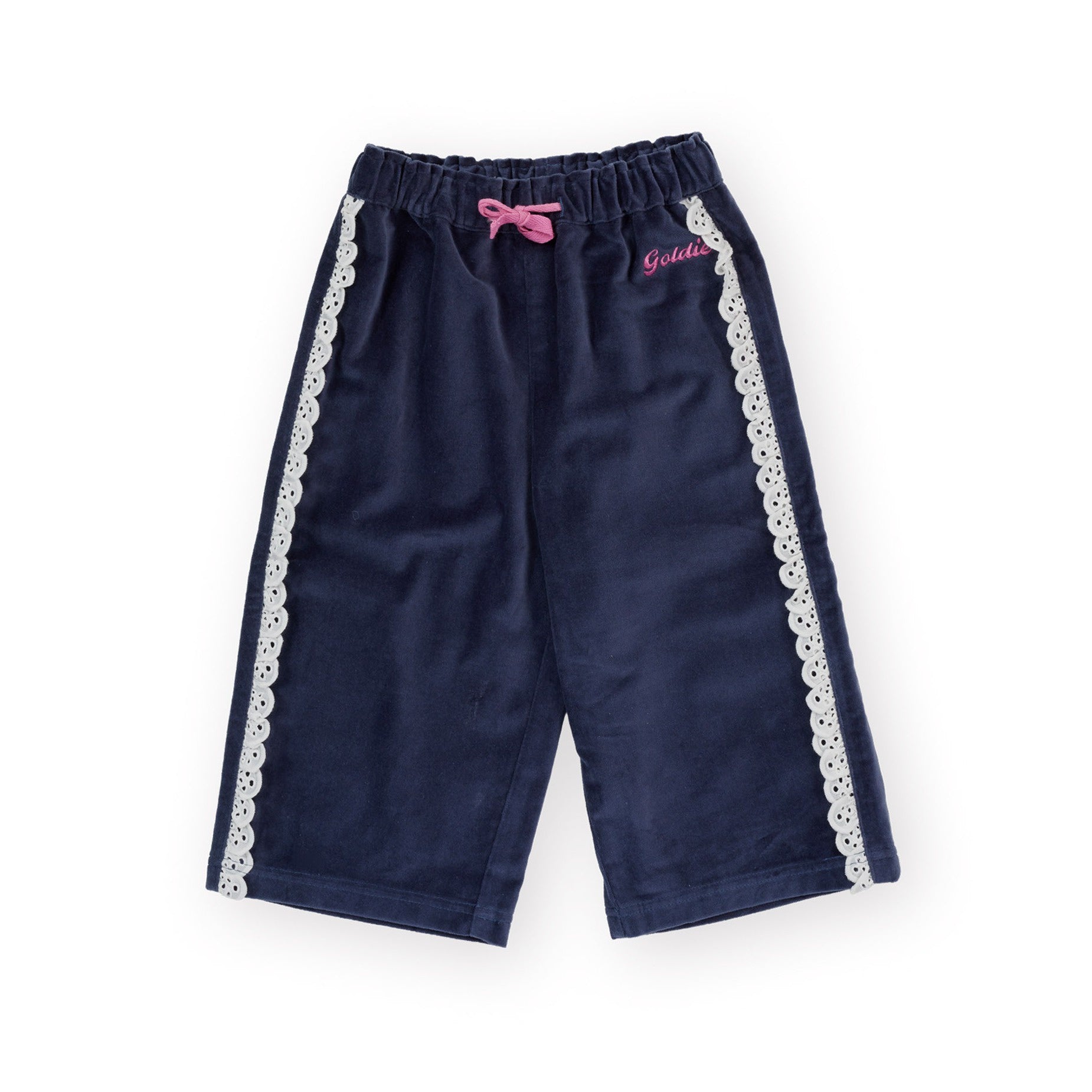 Velour Broderie Wide Leg Pant