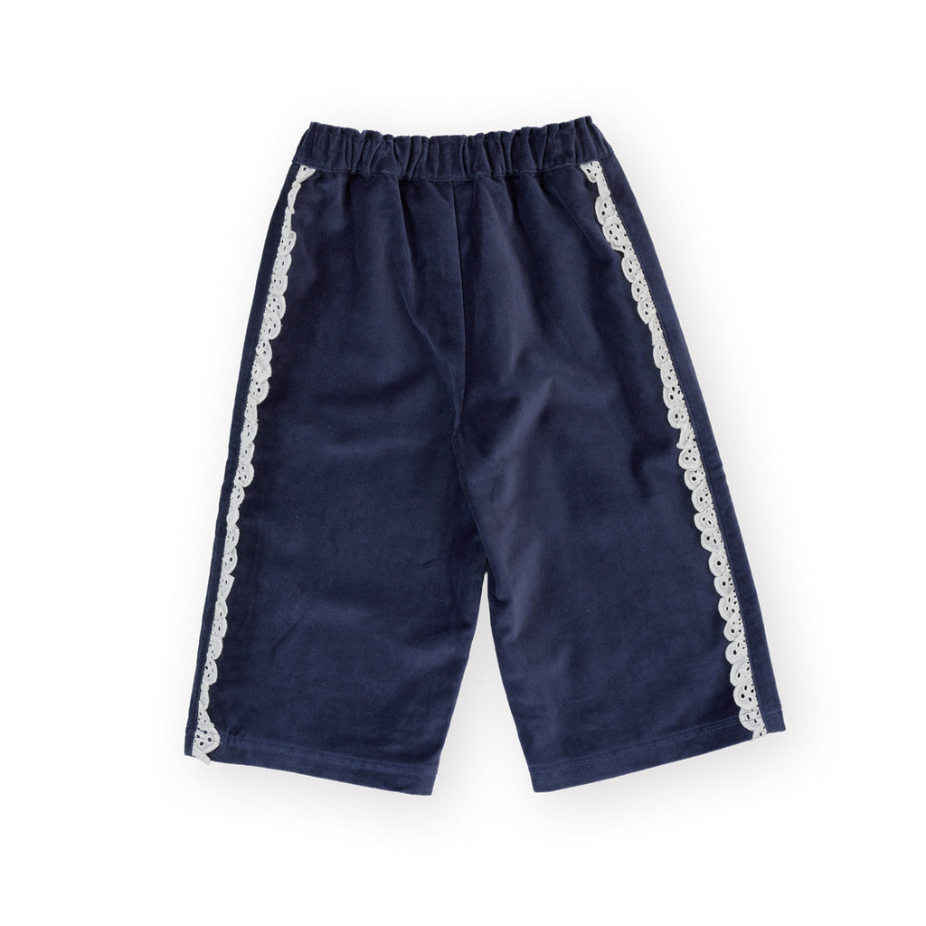 Velour Broderie Wide Leg Pant