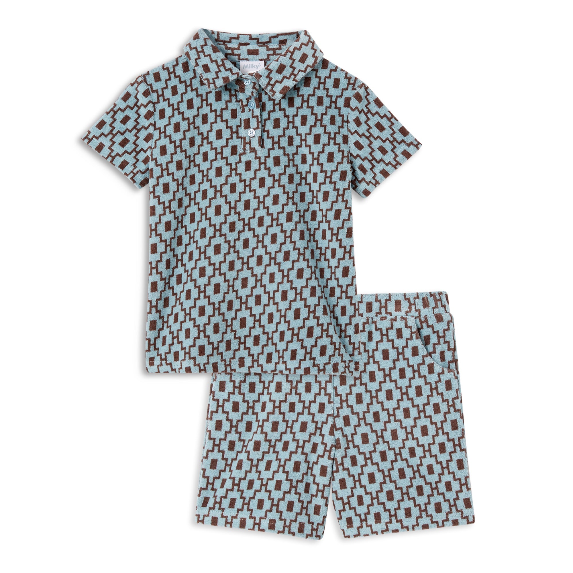 Milky Geo Terry Towelling Set