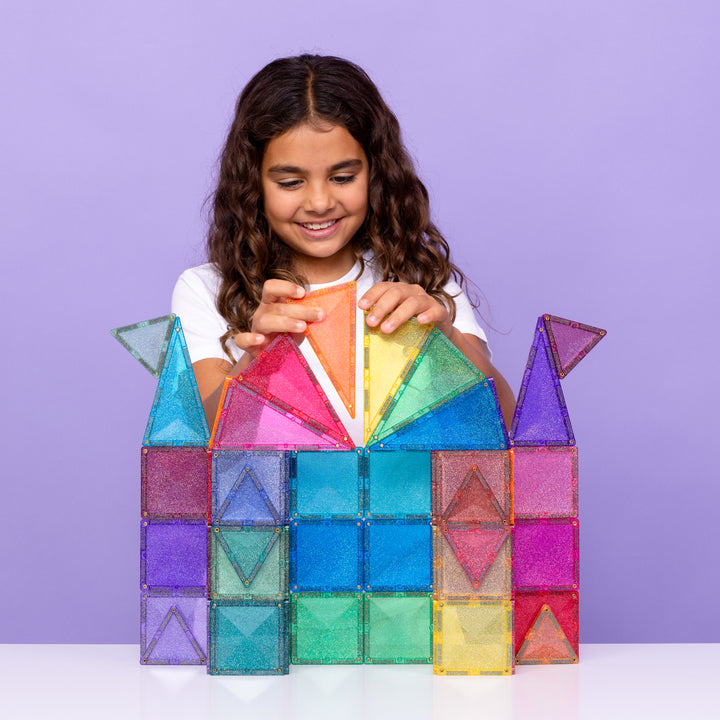 Connetix Tiles - 48 Piece Castle | Glitter Pack