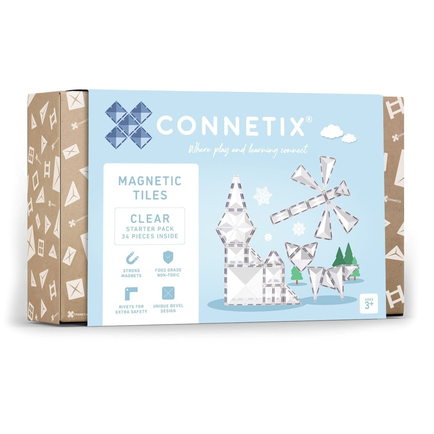 Connetix Tiles - 34 Piece Starter Set | Clear