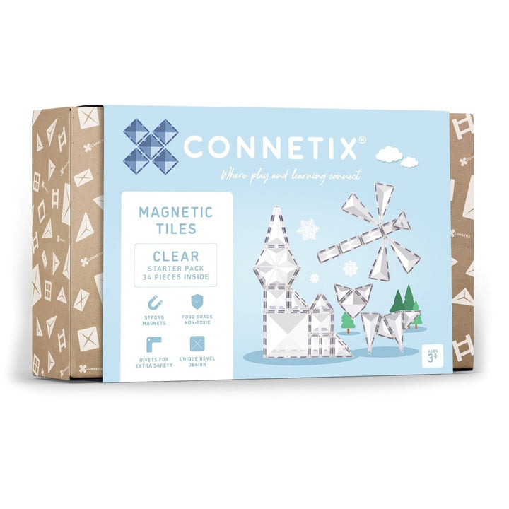 Connetix Tiles - 34 Piece Starter Set | Clear