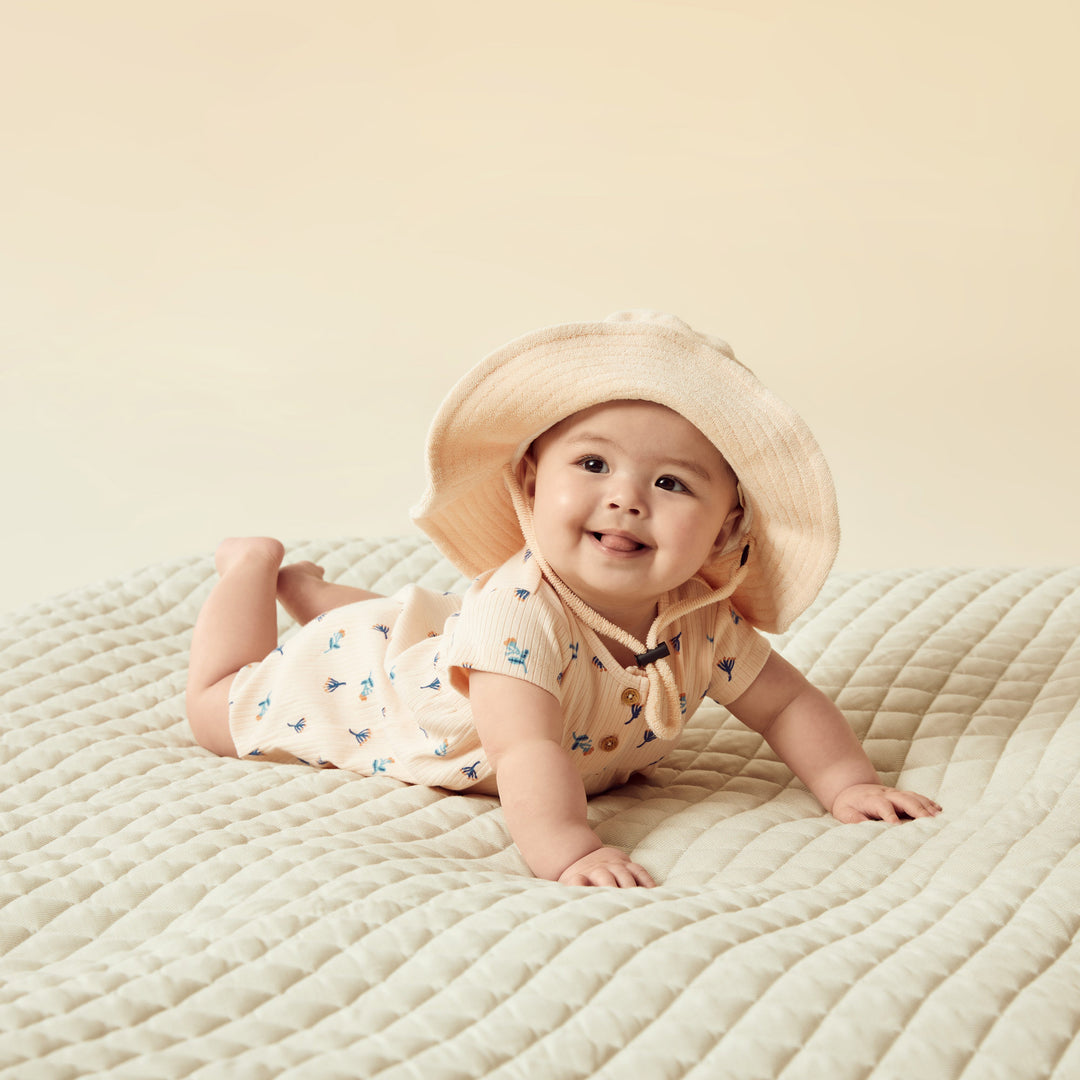 Wilson and Frenchy Little Flower Organic Rib Playsuit