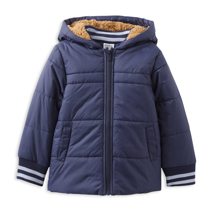 Milky Navy Tipping Puffer Jacket