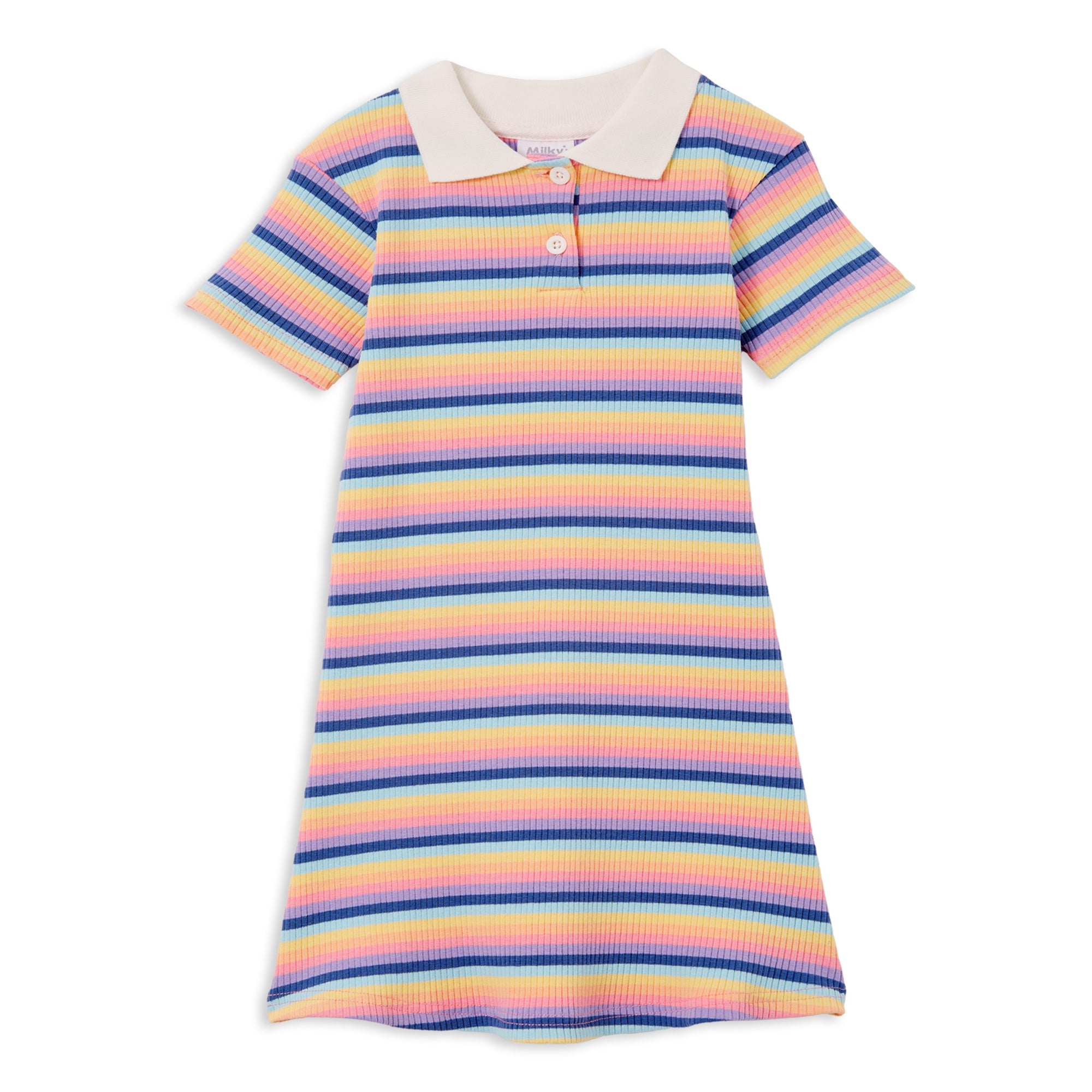 Milky Rib Dress Multi Stripe