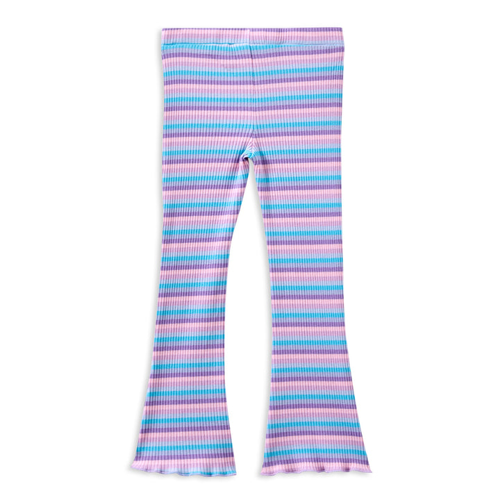 Milky Lilac Stripe Rib Flared Legging