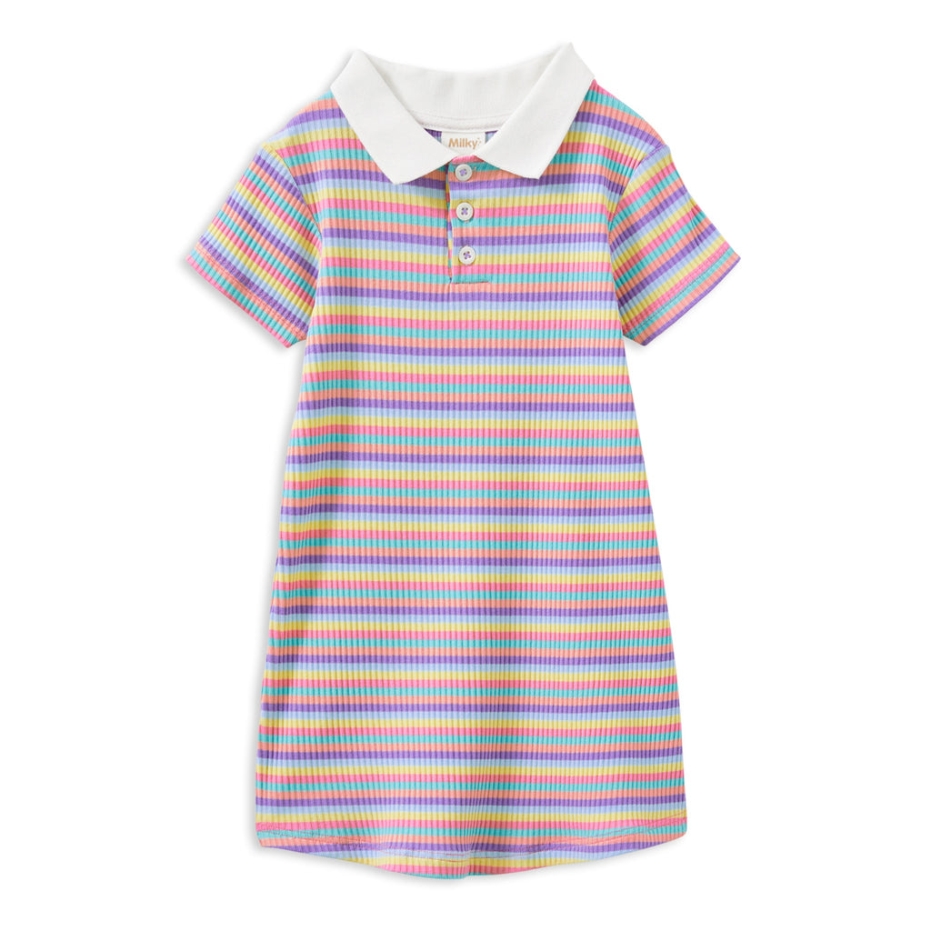 Milky Multi Stripe Rib Dress