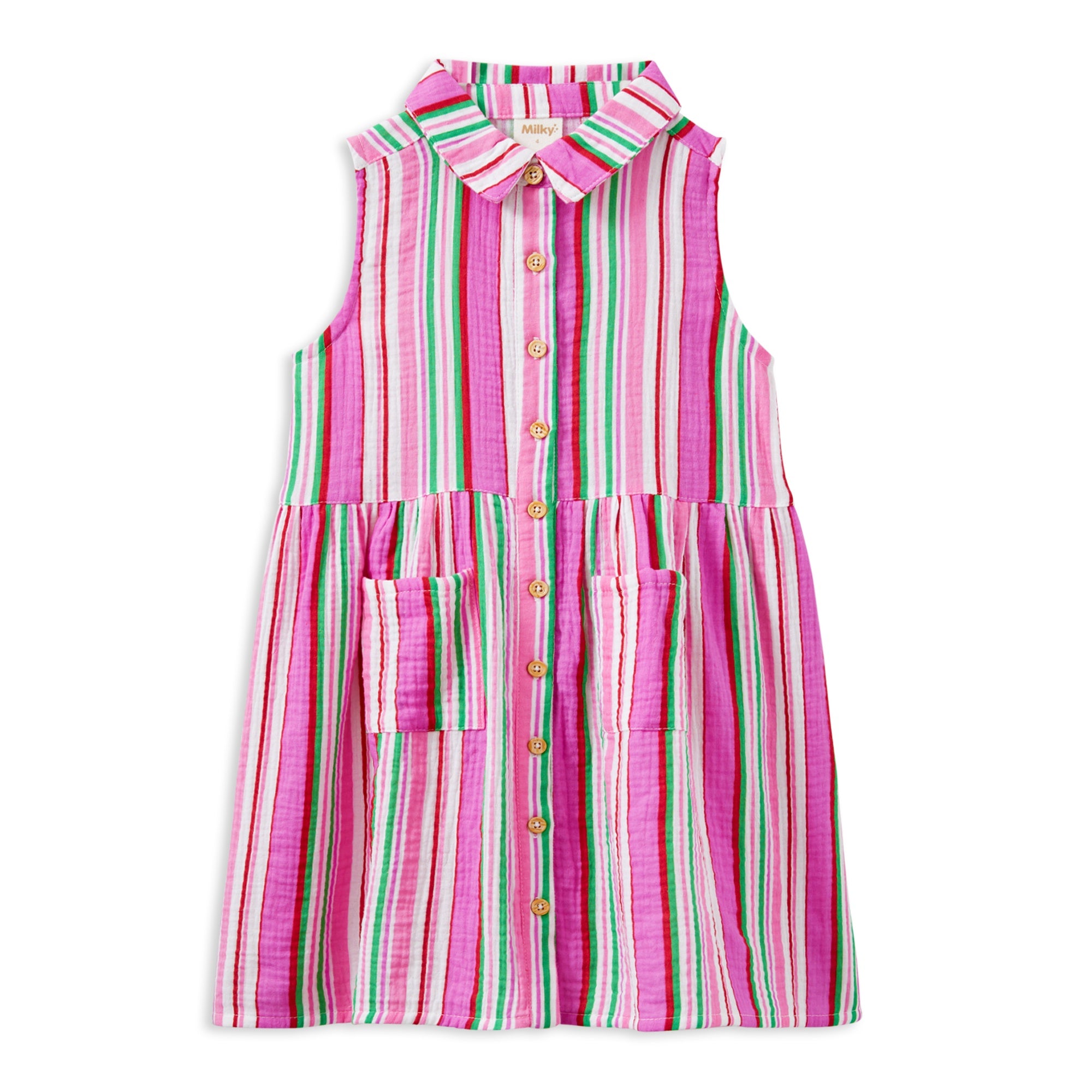 Milky Crinkle Stripe Dress