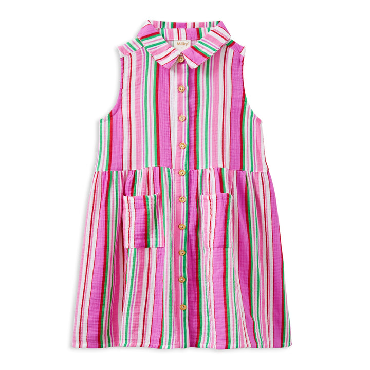 Milky Crinkle Stripe Dress