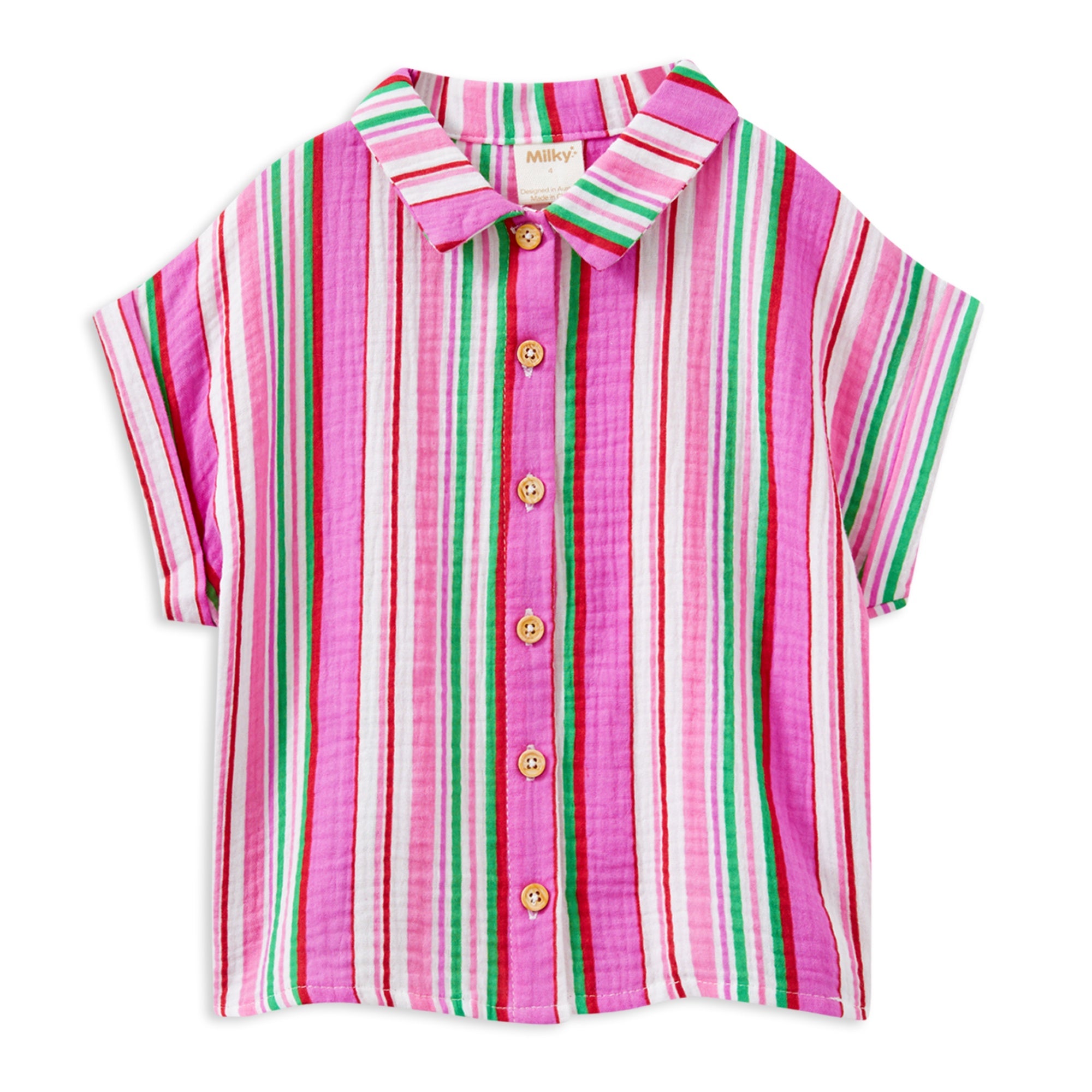 Milky Girls Crinkle Stripe Shirt