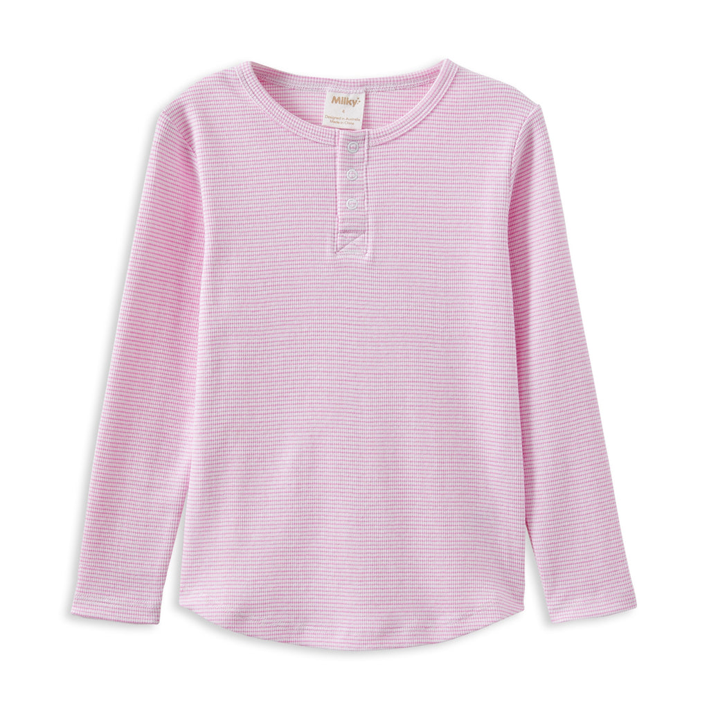 Milky Pink Stripe Henley
