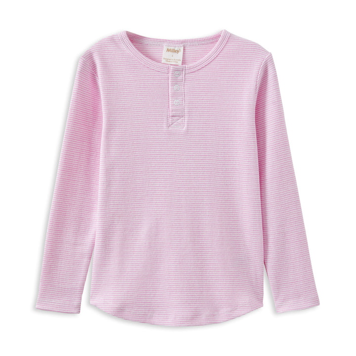 Milky Pink Stripe Henley