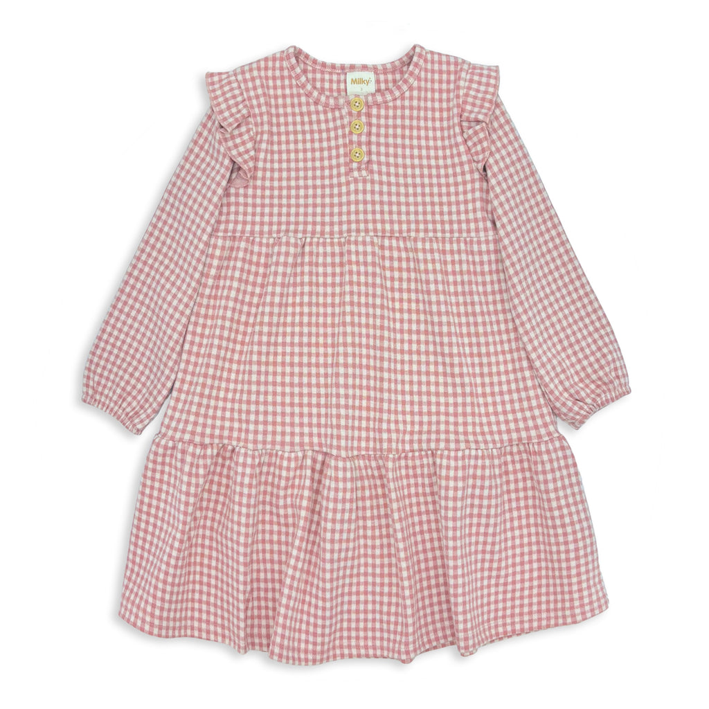 Milky Rose Check Frill Dress