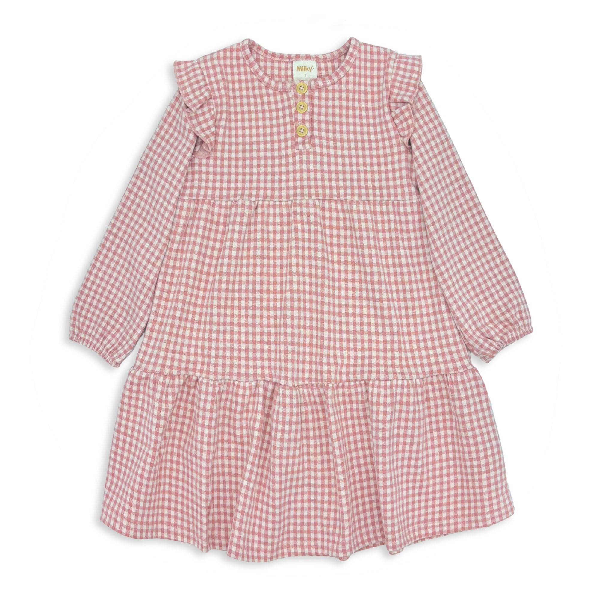 Milky Rose Check Frill Dress