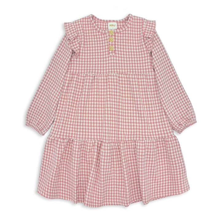 Milky Rose Check Frill Dress