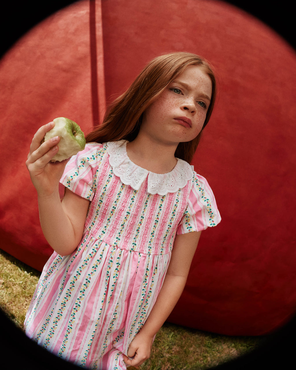 Antique Stripe Strawberry Flo Smocked Dress