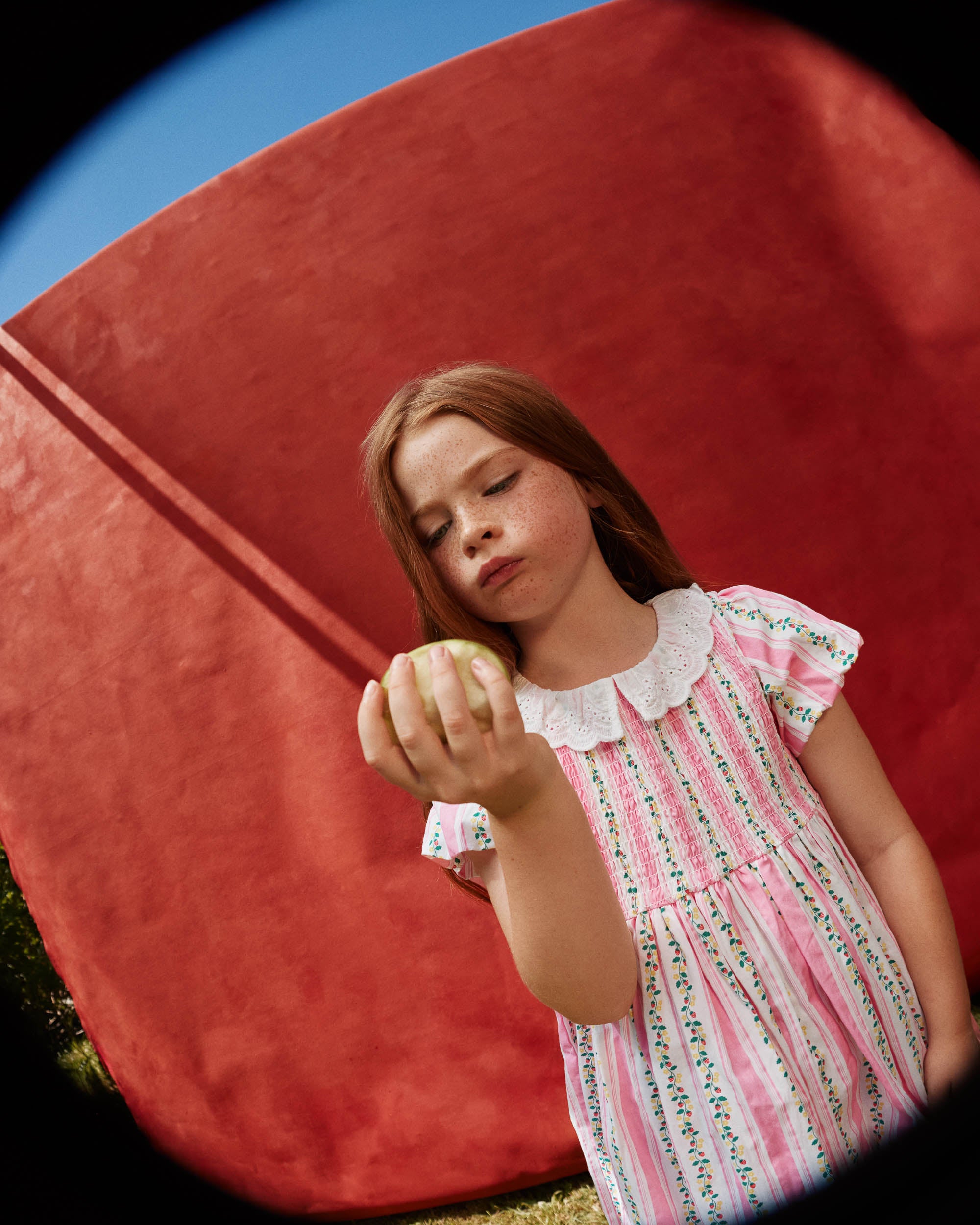 Antique Stripe Strawberry Flo Smocked Dress