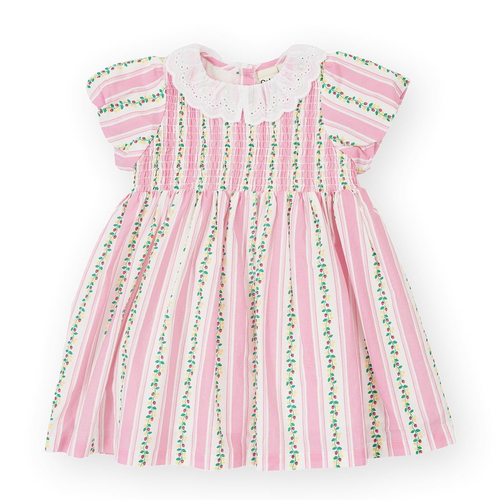 Antique Stripe Strawberry Flo Smocked Dress