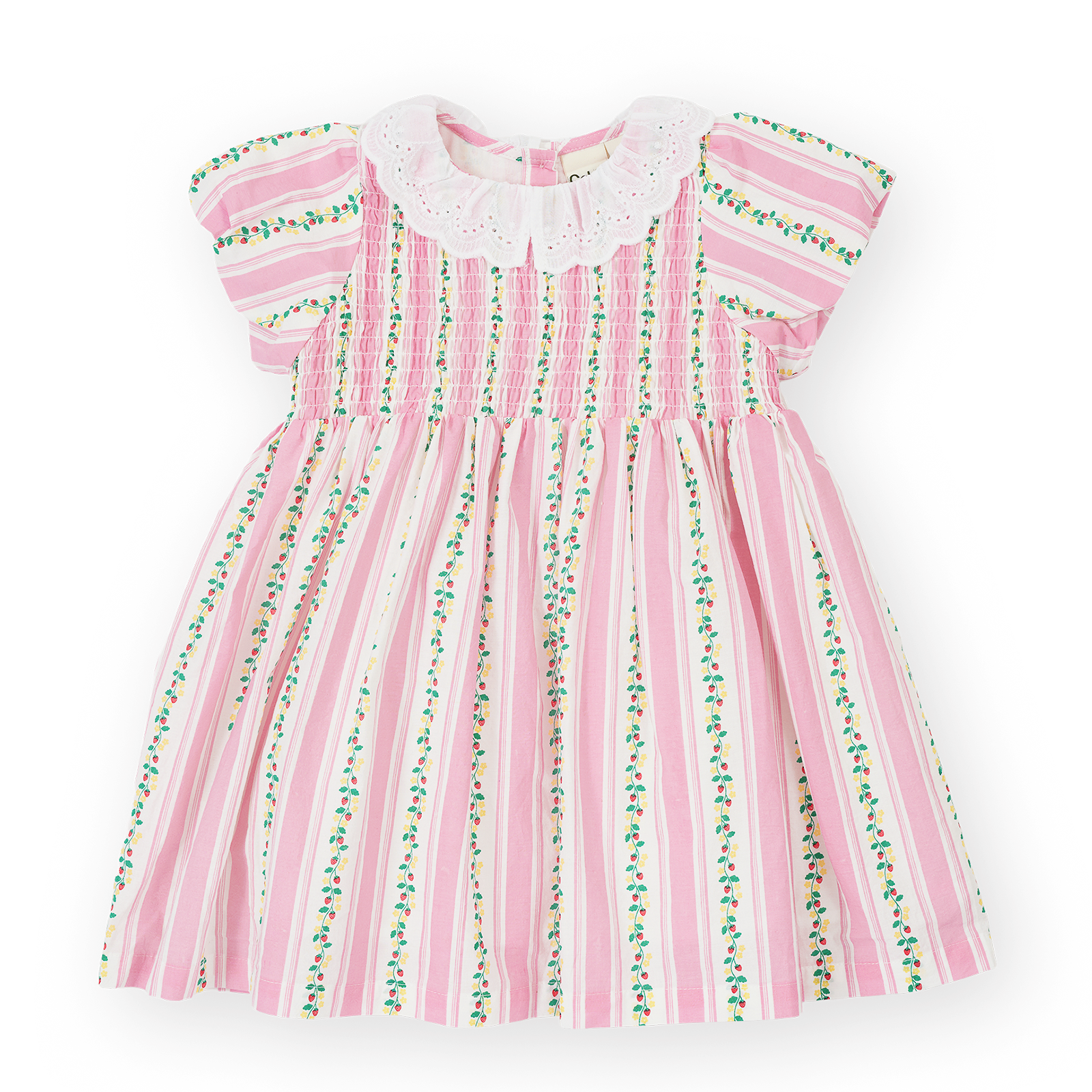 Antique Stripe Strawberry Flo Smocked Dress