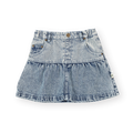 Pinstripe Peplum Denim Skirt