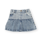 Pinstripe Peplum Denim Skirt