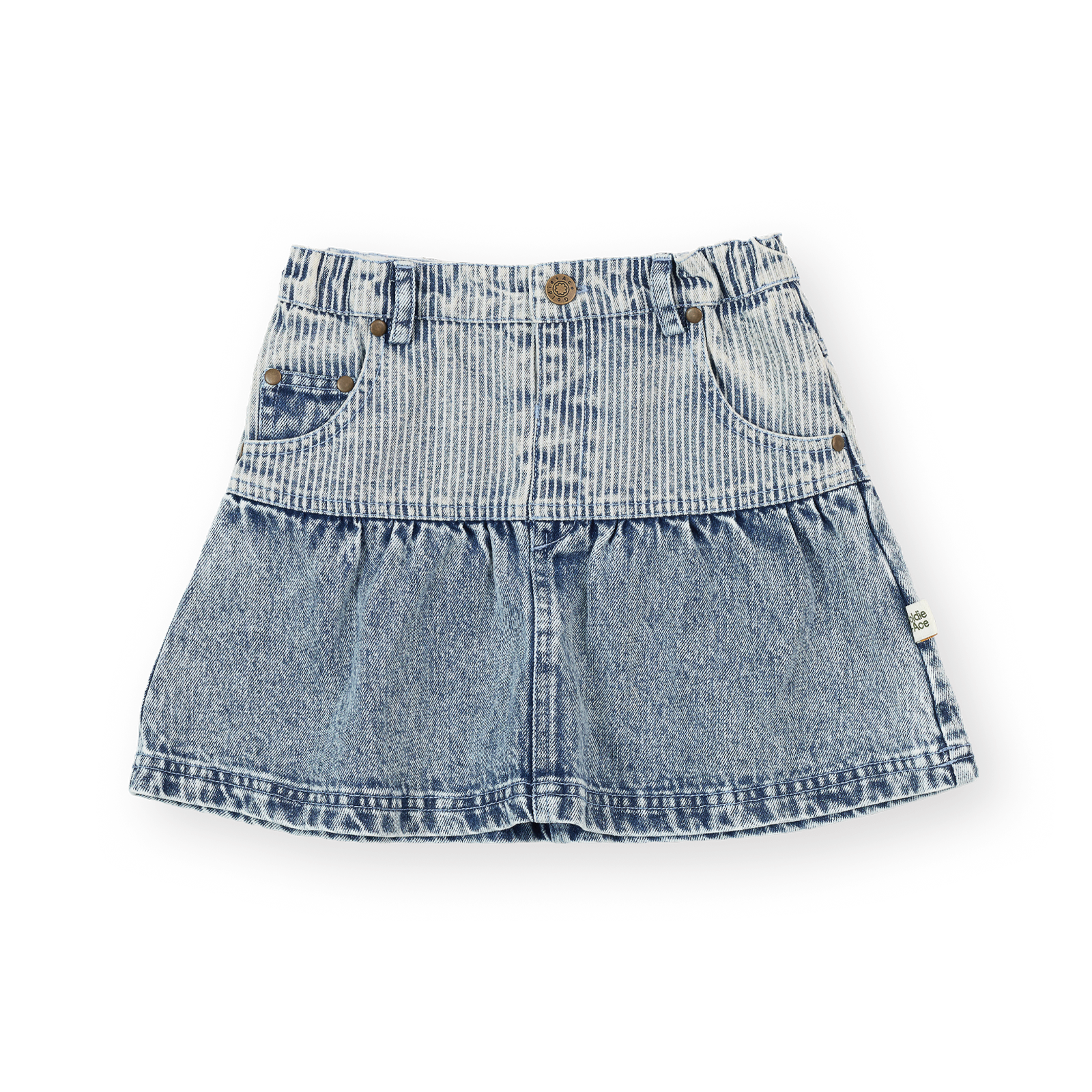 Pinstripe Peplum Denim Skirt