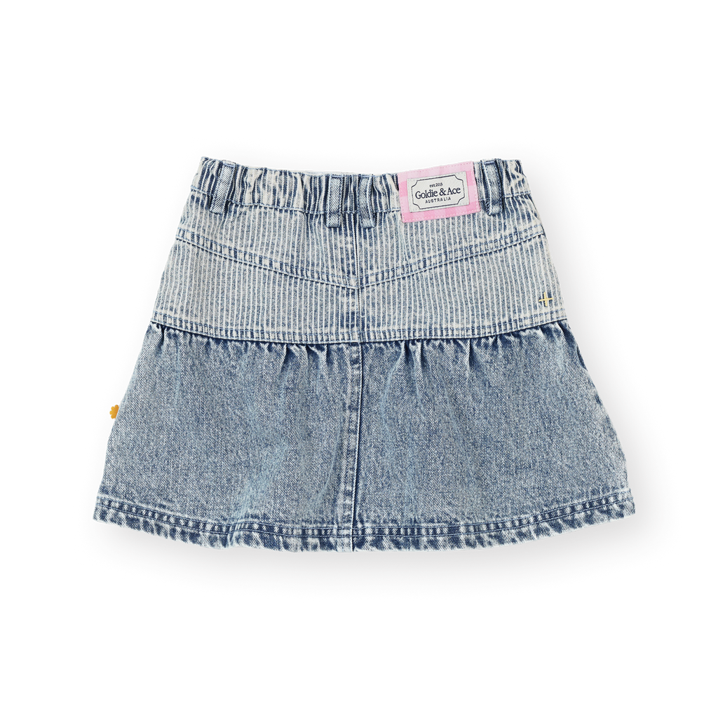 Pinstripe Peplum Denim Skirt