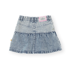 Pinstripe Peplum Denim Skirt