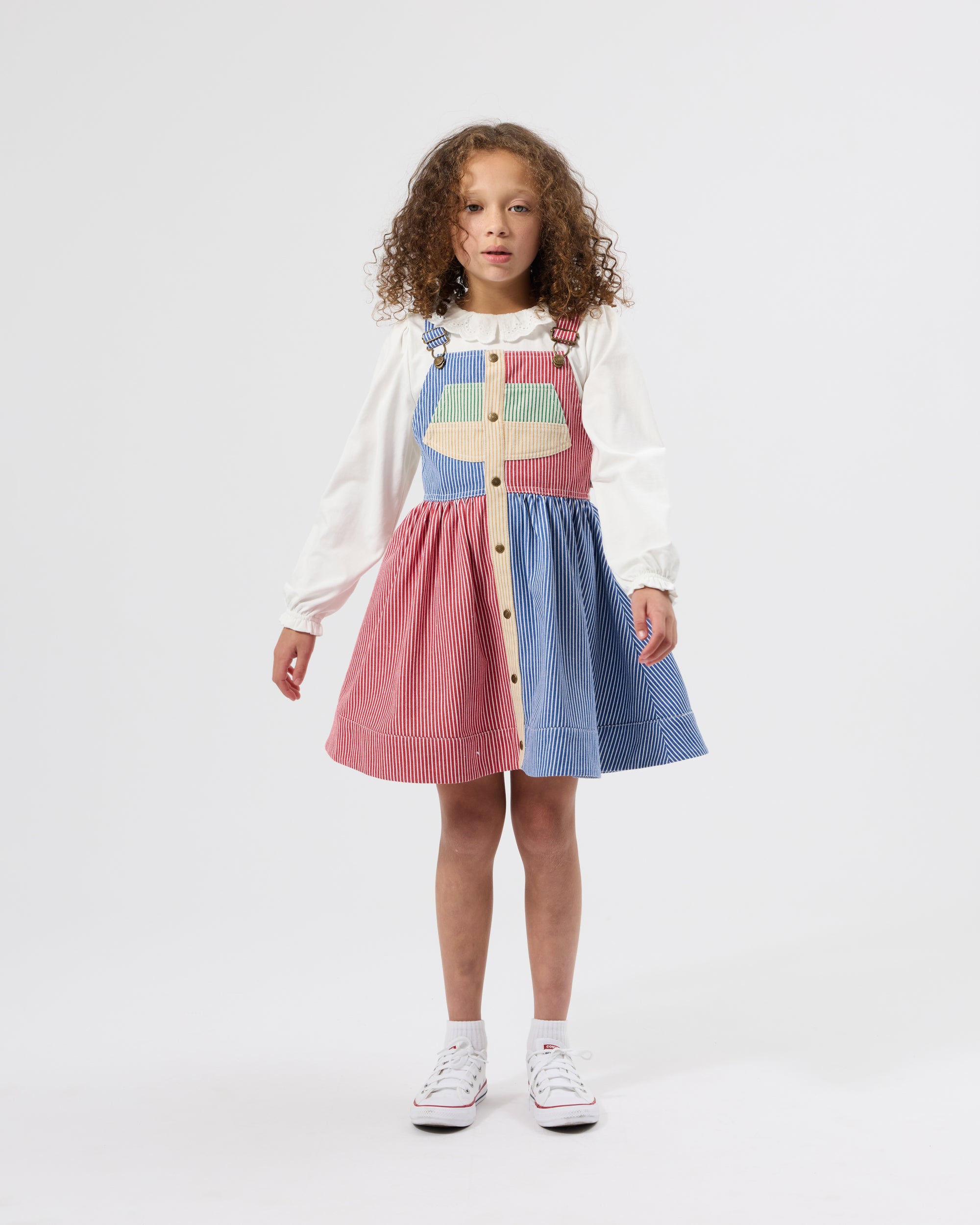 Patchwork Stripe Heidi Pinafore Dress