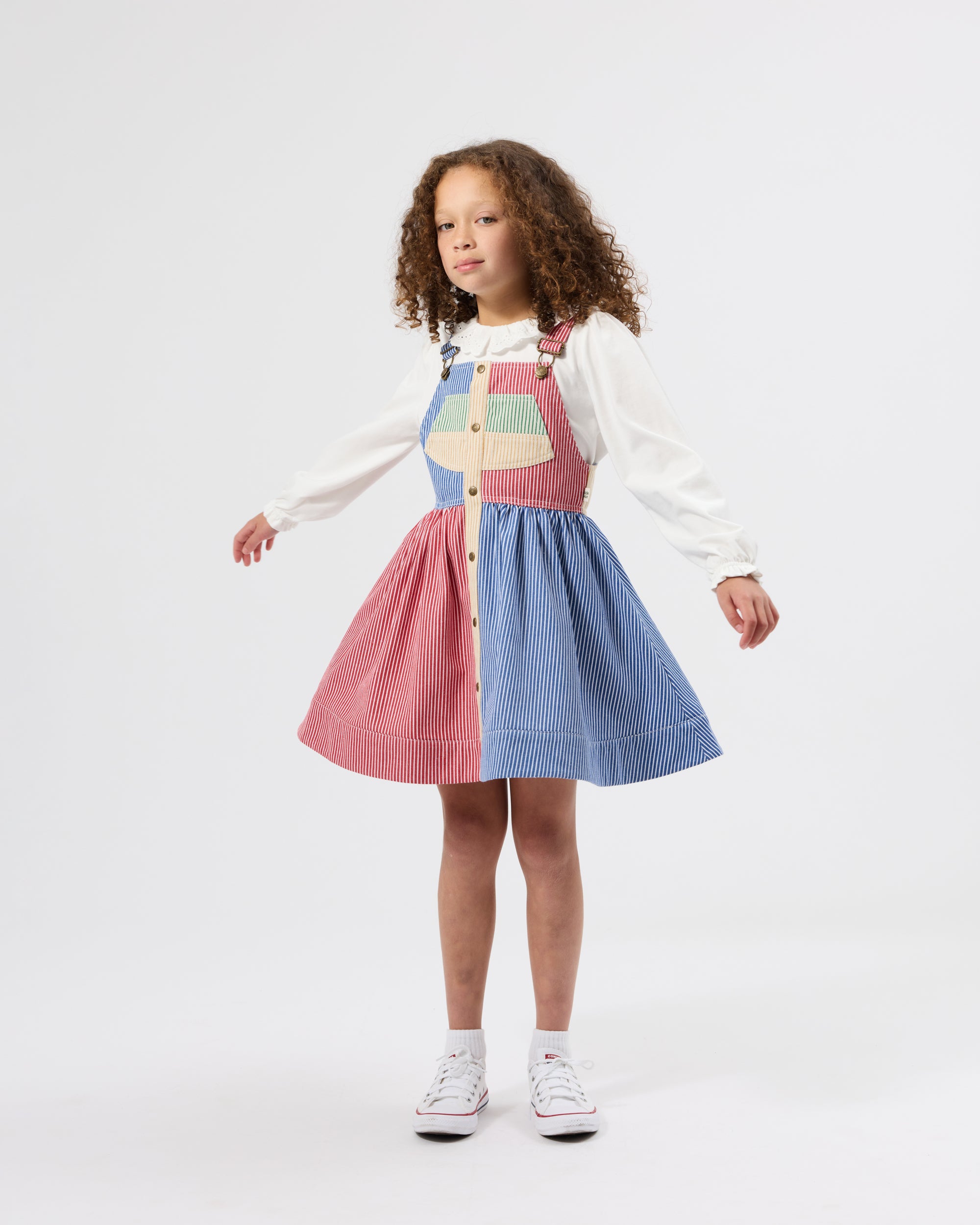 Patchwork Stripe Heidi Pinafore Dress