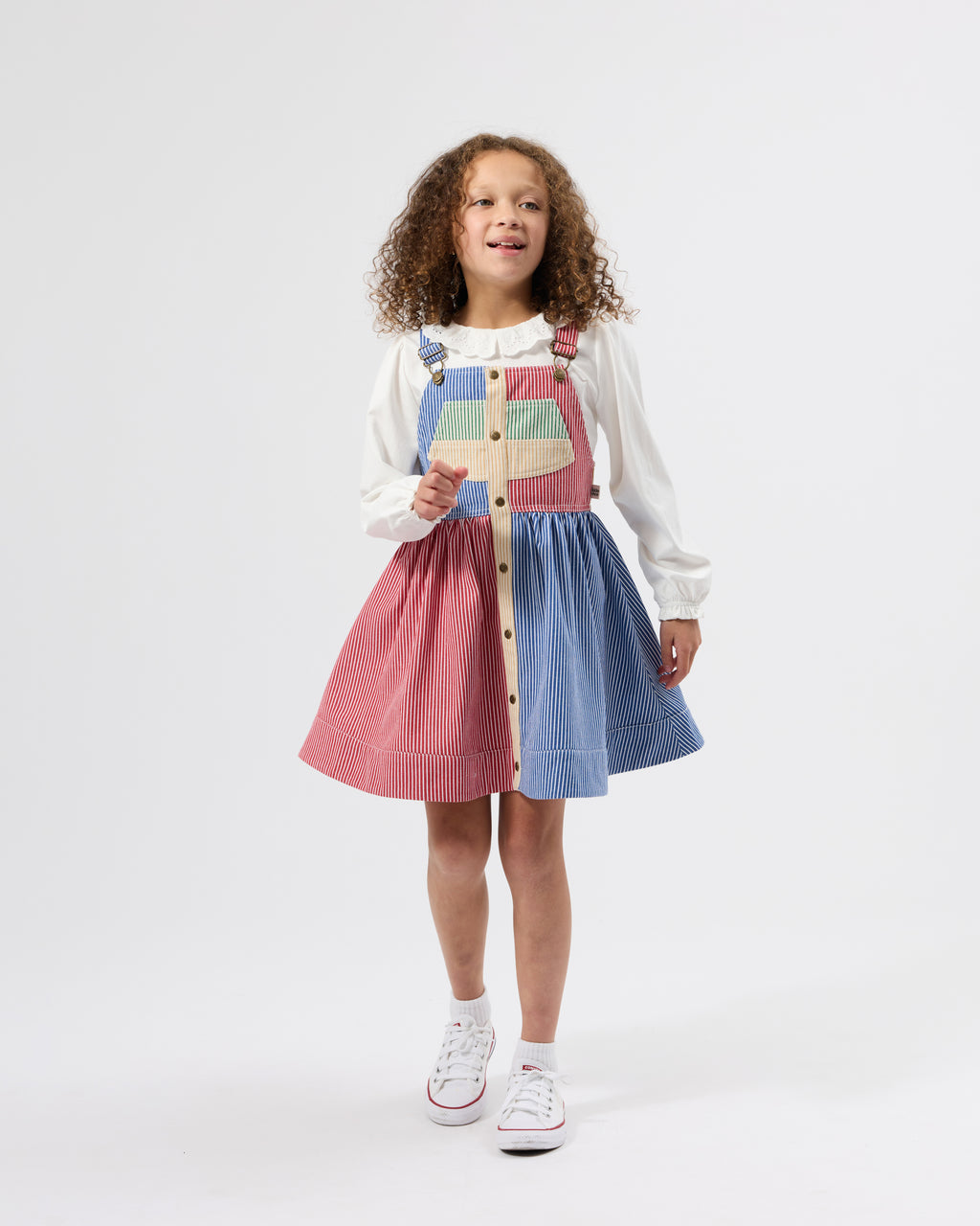 Patchwork Stripe Heidi Pinafore Dress