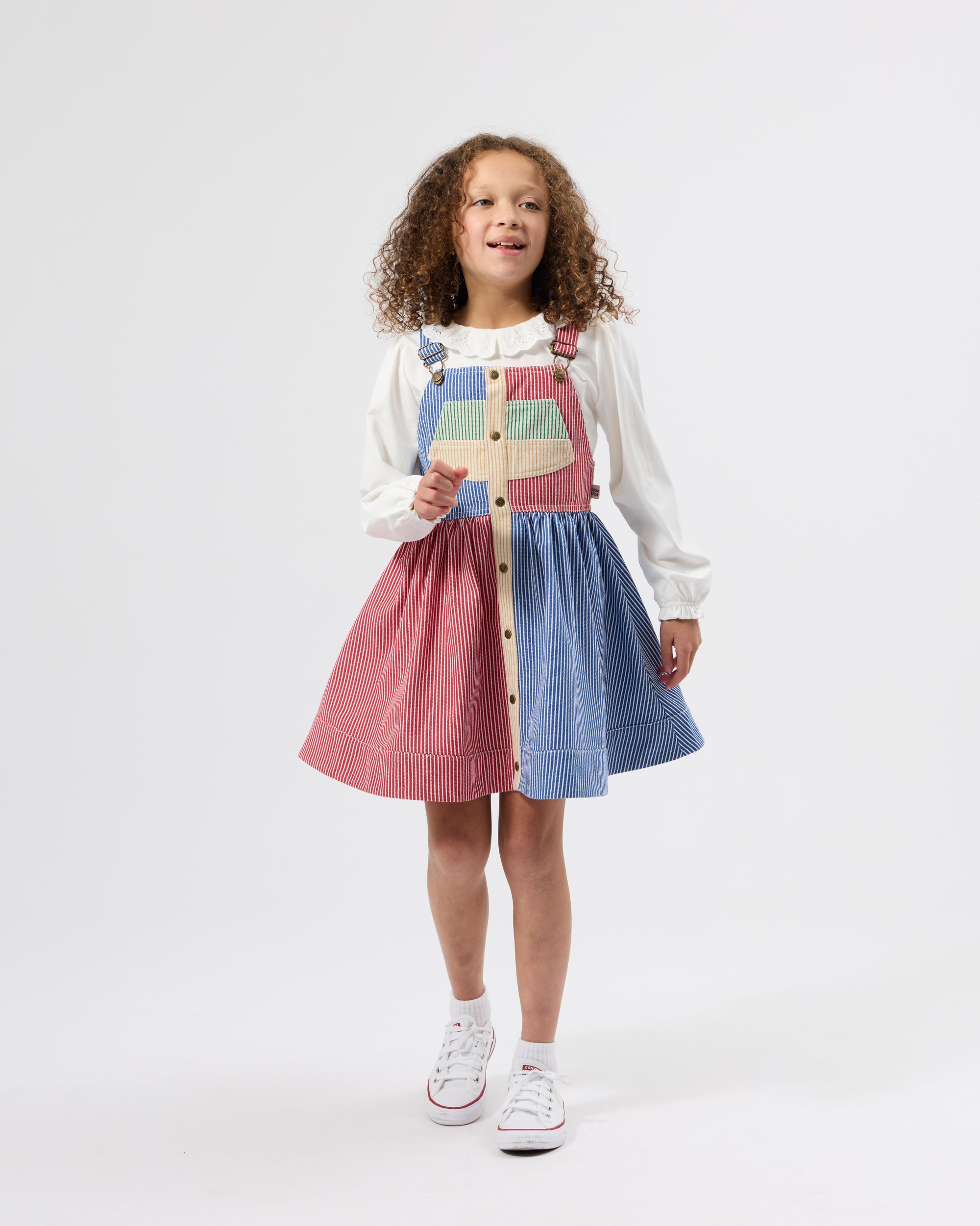 Patchwork Stripe Heidi Pinafore Dress