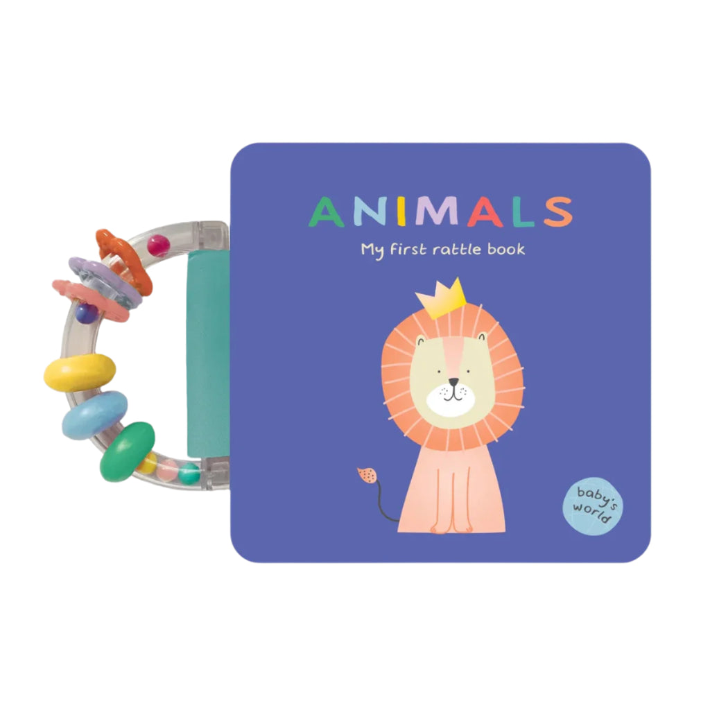 Babys World - Rattle Handle Board Book - Animals
