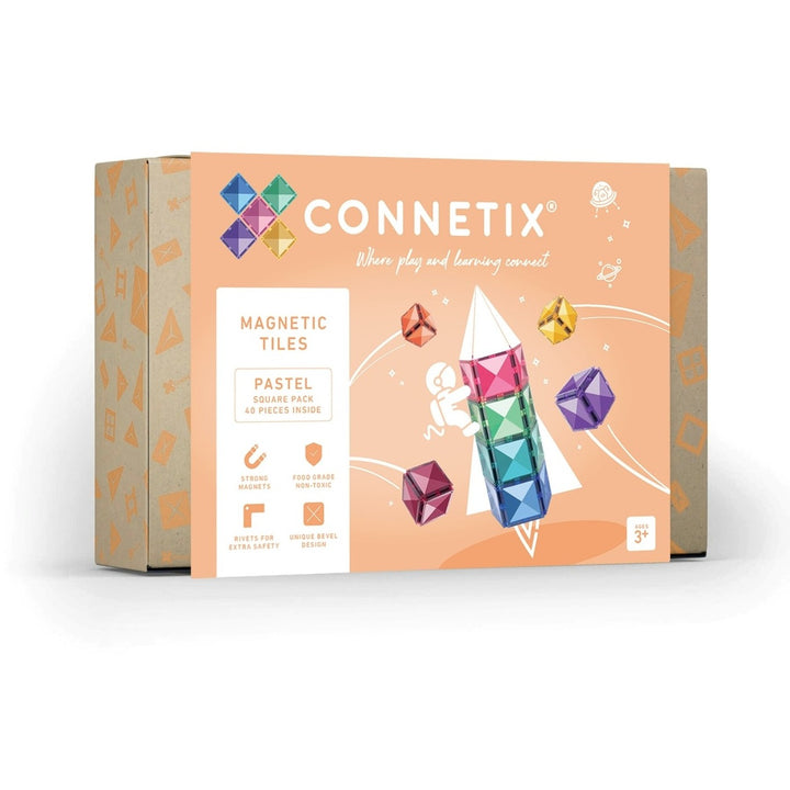 Connetix Tiles - 40 Piece Square Set | Pastel