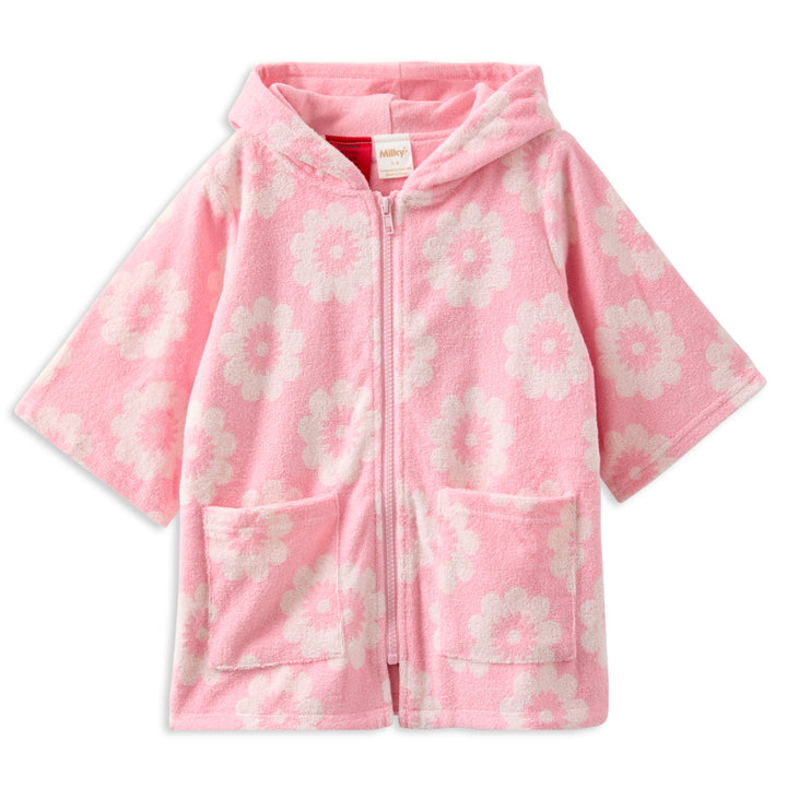 Milky Floral Terry Towelling Cover Up
