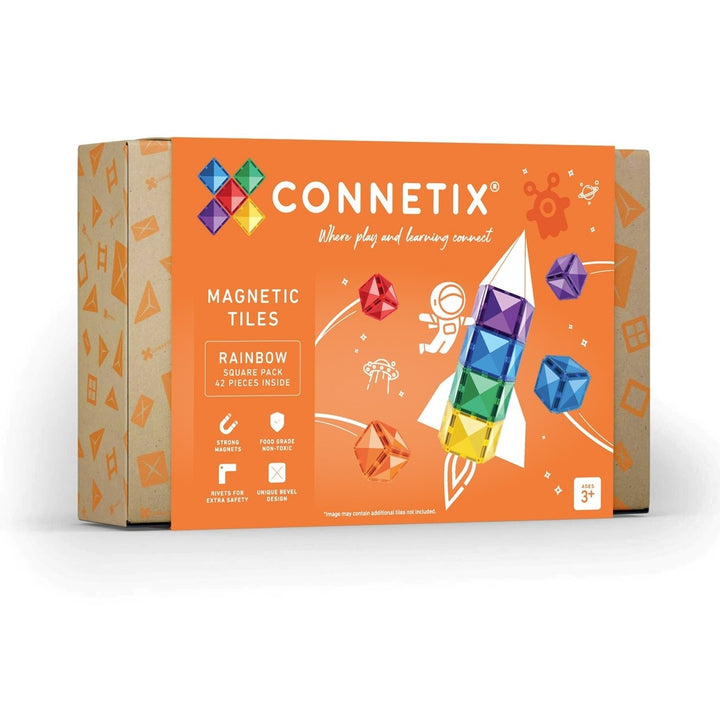 Connetix Tiles - 42 Piece Square Pack | Rainbow