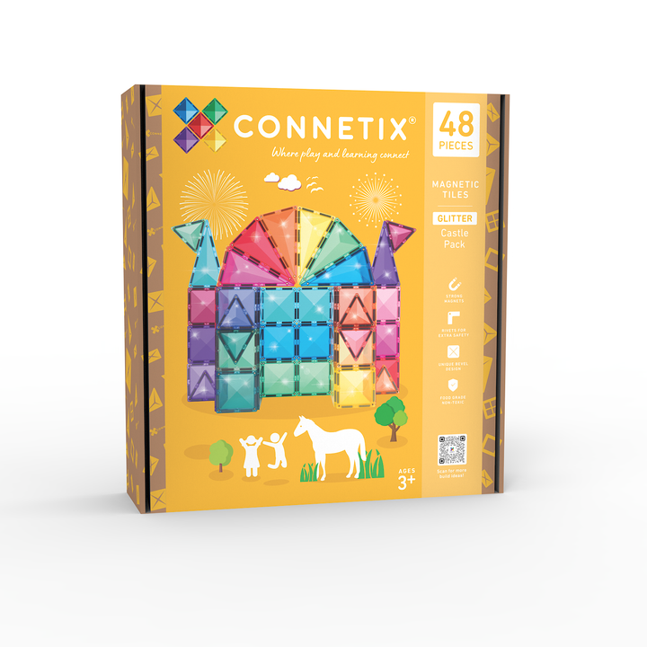 Connetix Tiles - 48 Piece Castle | Glitter Pack